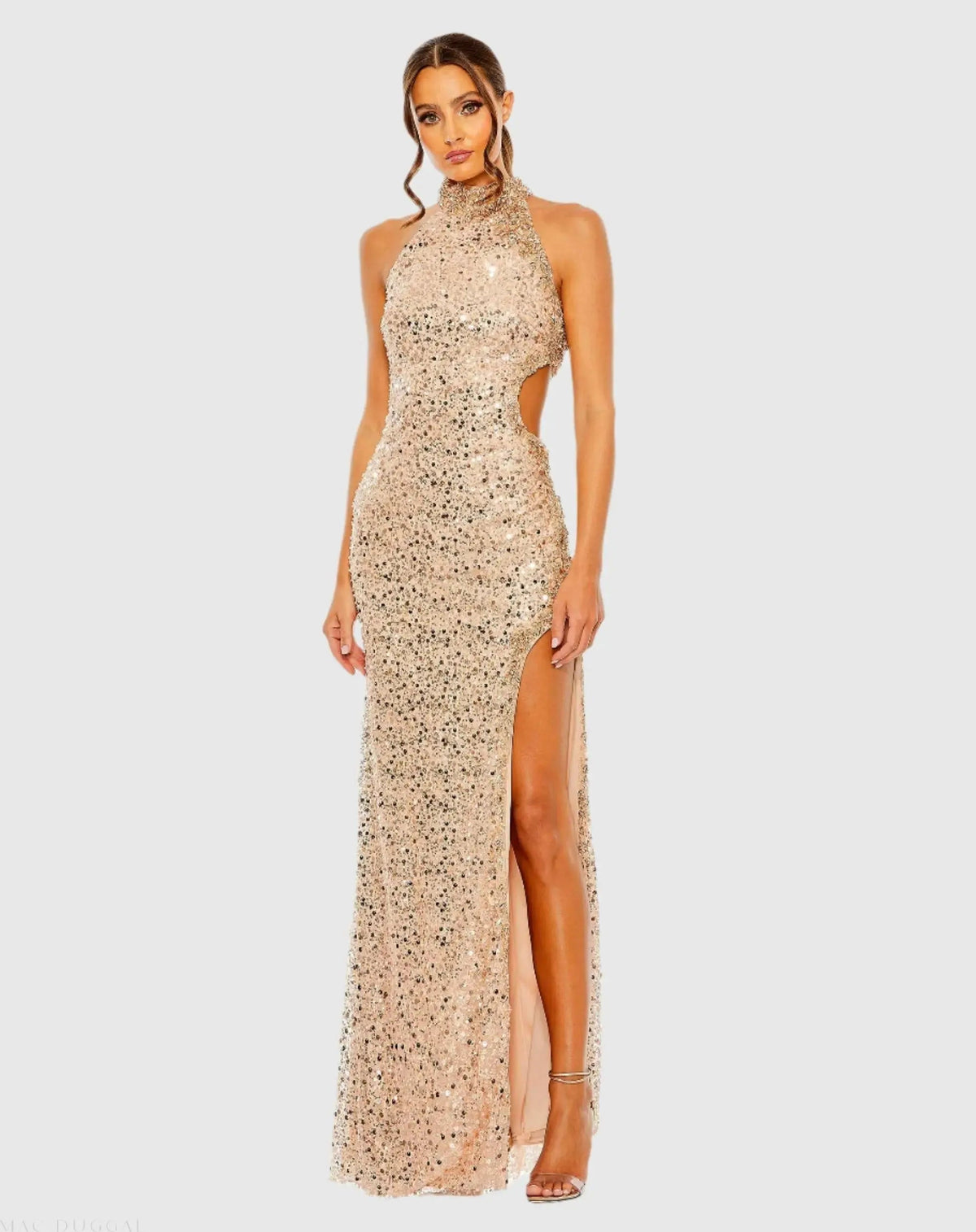 Women's Dress Sequin - Sequin Gown - Neck Sequin Gown
