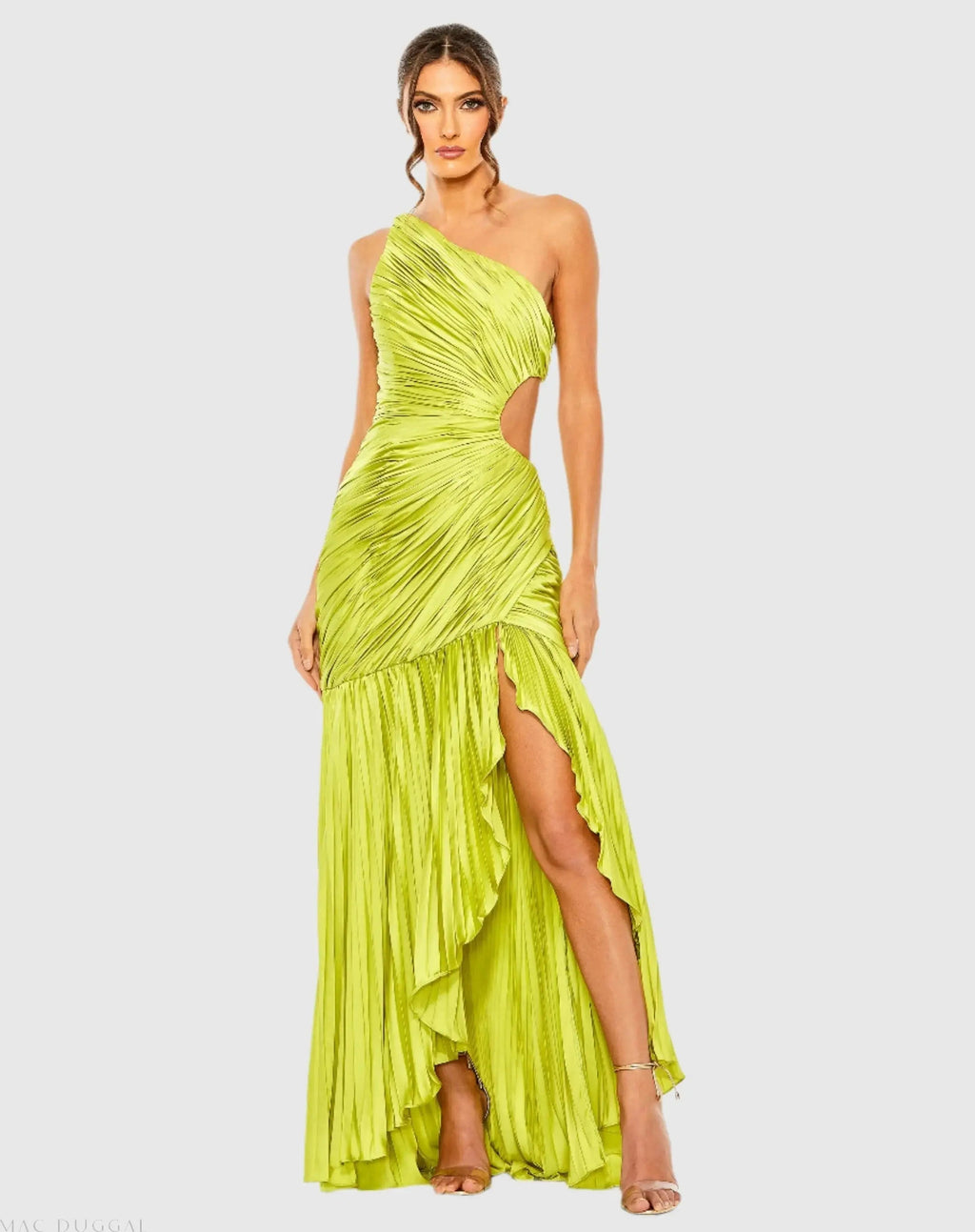 Women's Dress - Pleated Gown - Shoulder Pleated Gown