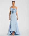 Women's Blue Dress Strapless - Blue Satin