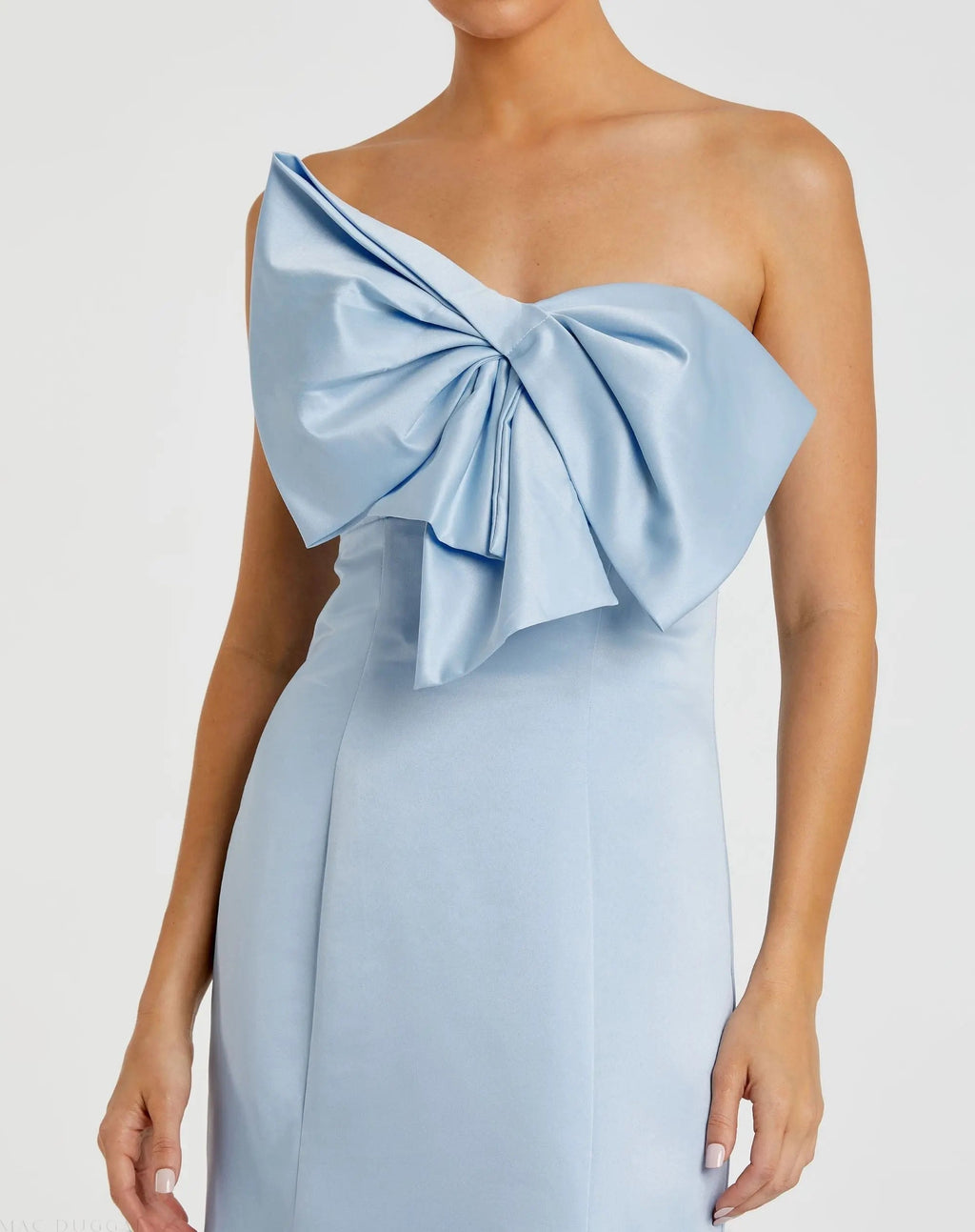 Women's Blue Dress Strapless - Blue Satin
