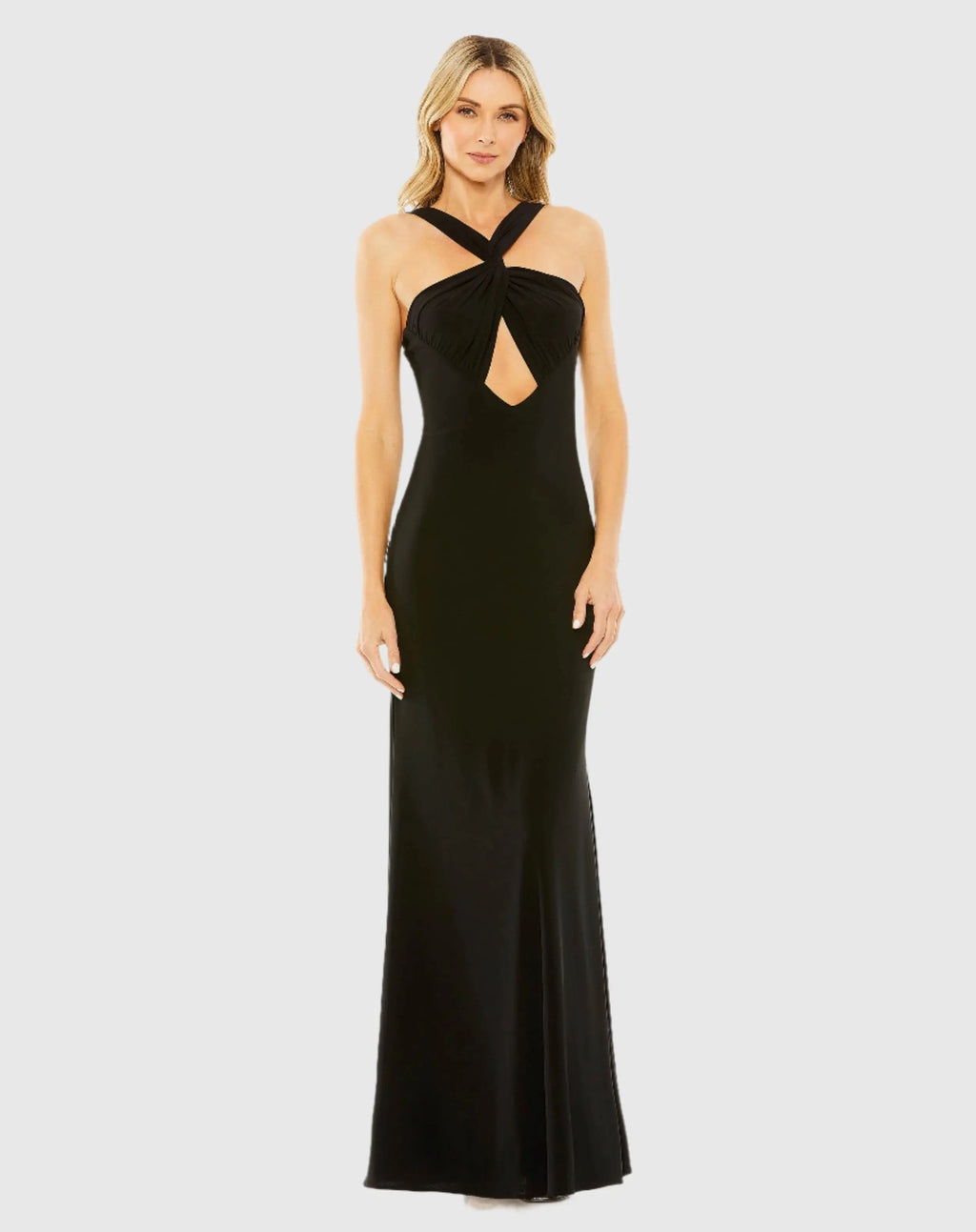 Women's Black Dress Halter - Black Cutout