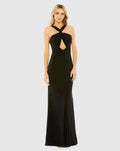 Women's Black Dress Halter - Black Cutout