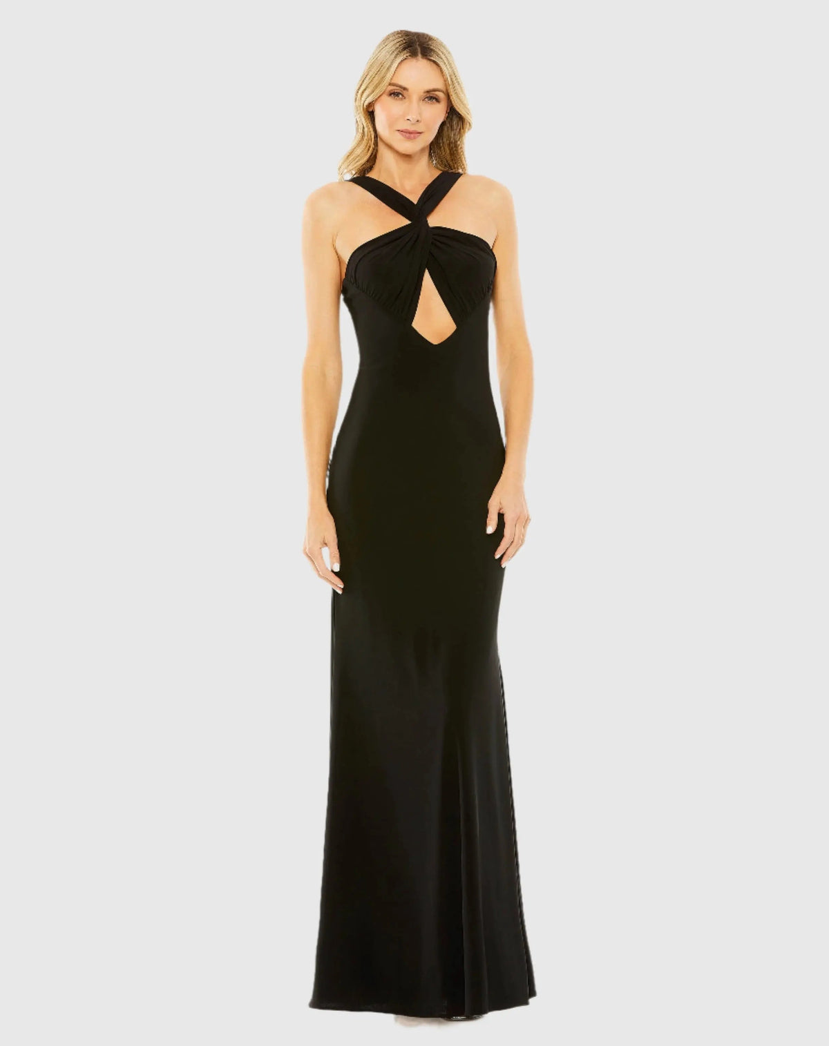 Women's Black Dress Halter - Black Cutout