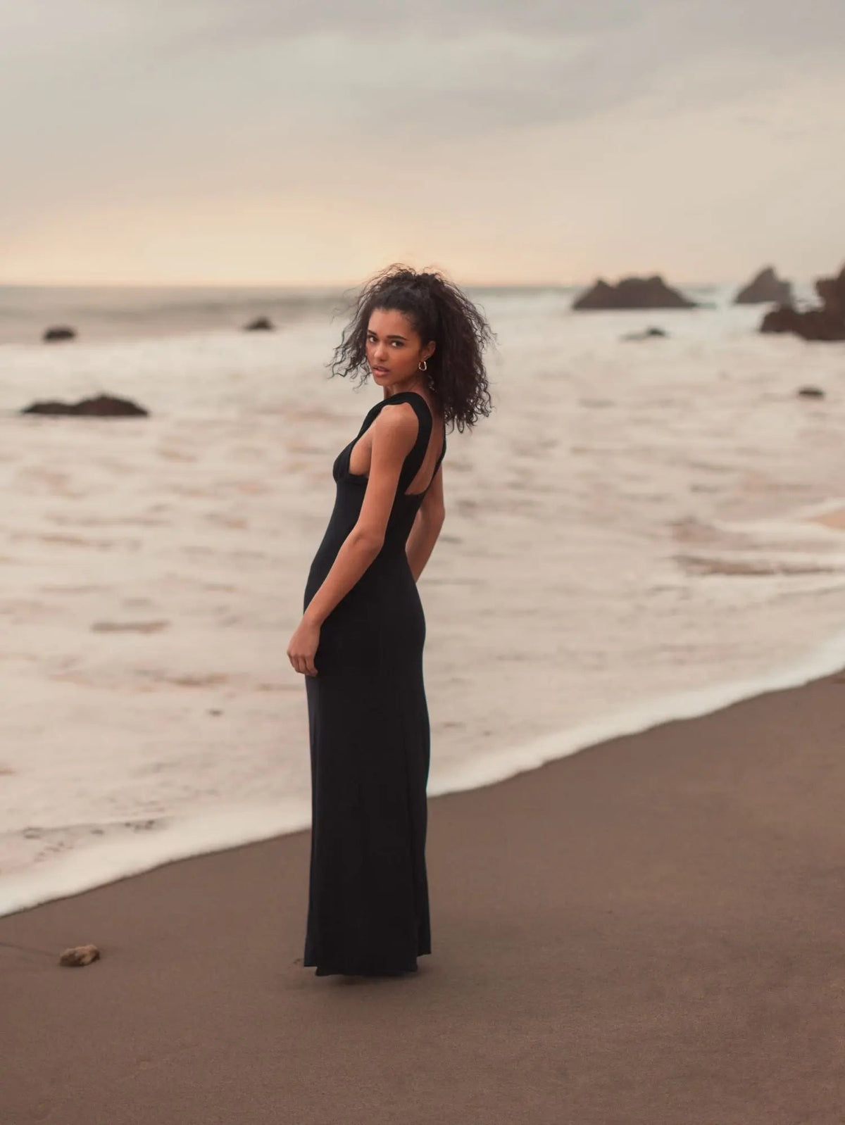 Women's Black Dress Halter - Black Cutout
