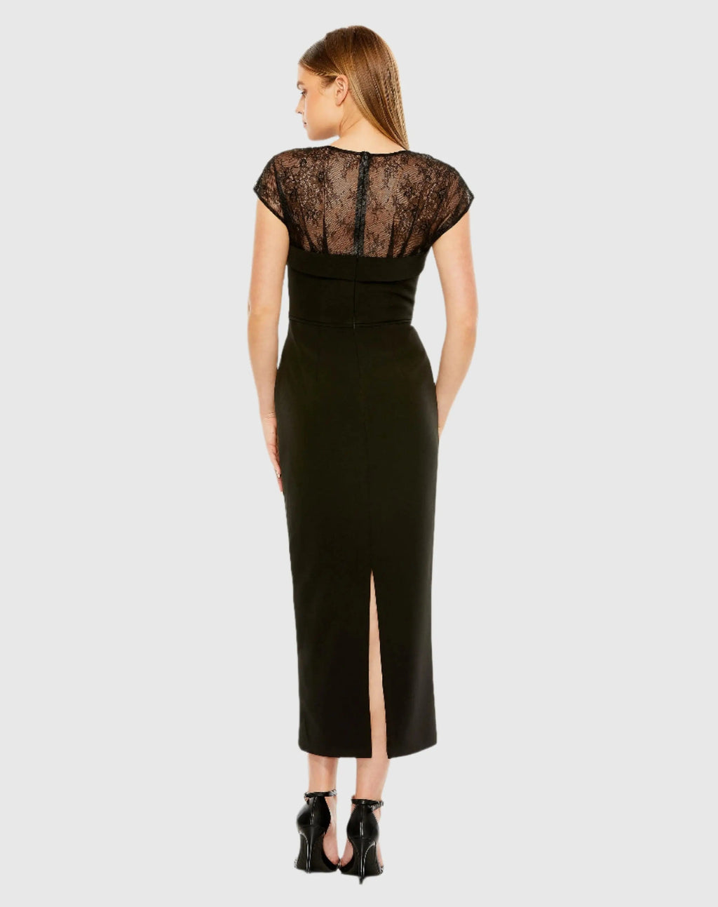 Women's Black Midi Dress Lace - Black