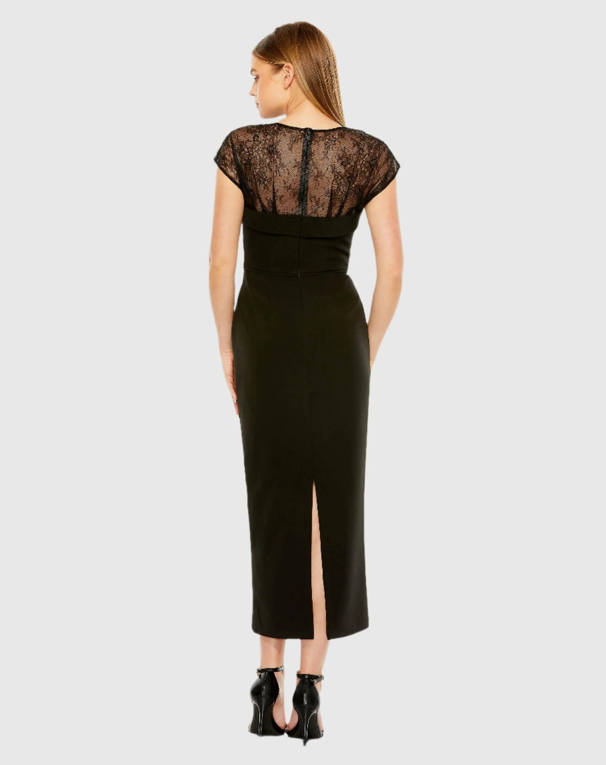 Women's Black Midi Dress Lace - Black