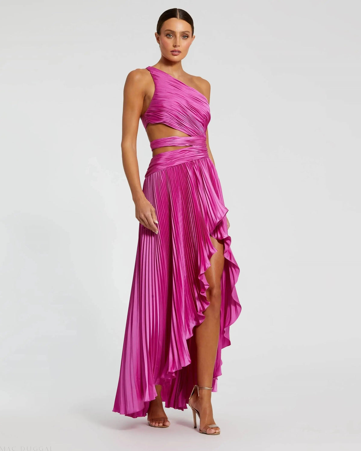 Women's Dress One Shoulder - Satin Ruffle