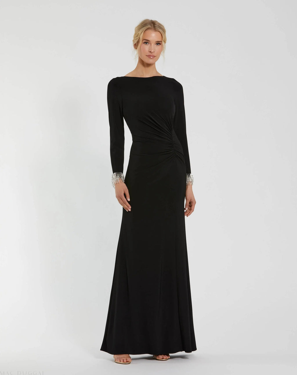 Women's Black Dress - Black Ruched