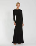 Women's Black Dress - Black Ruched
