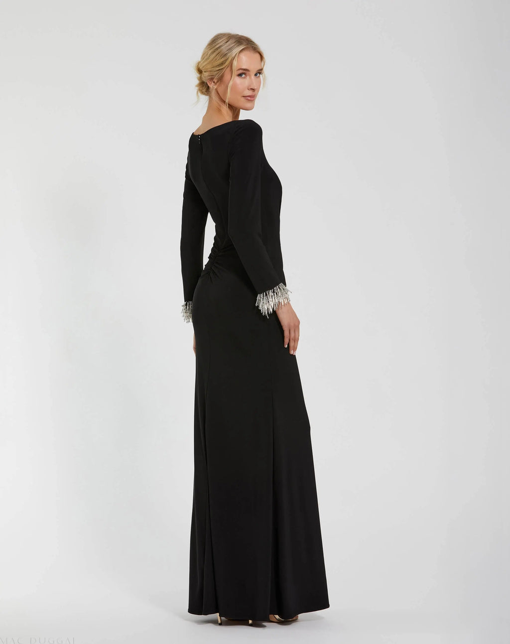 Women's Black Dress - Black Ruched