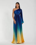 Women's Blue Dress - Blue Satin One-Shoulder