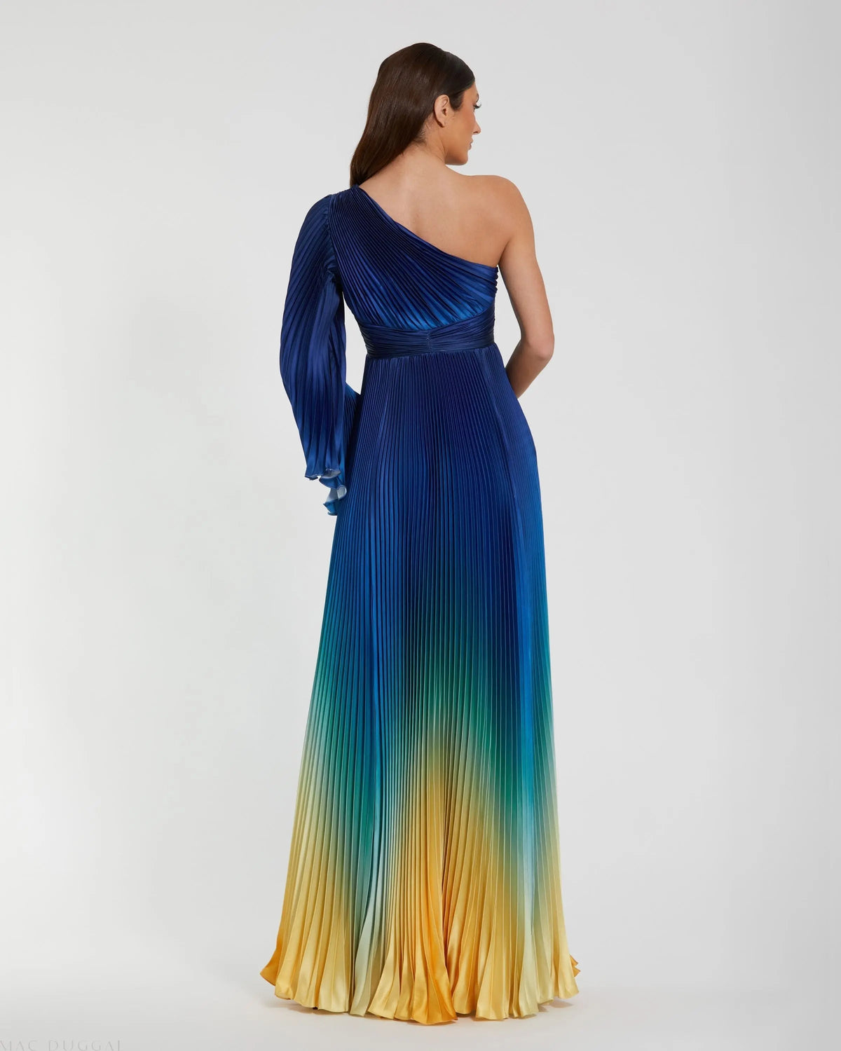 Women's Blue Dress - Blue Satin One-Shoulder