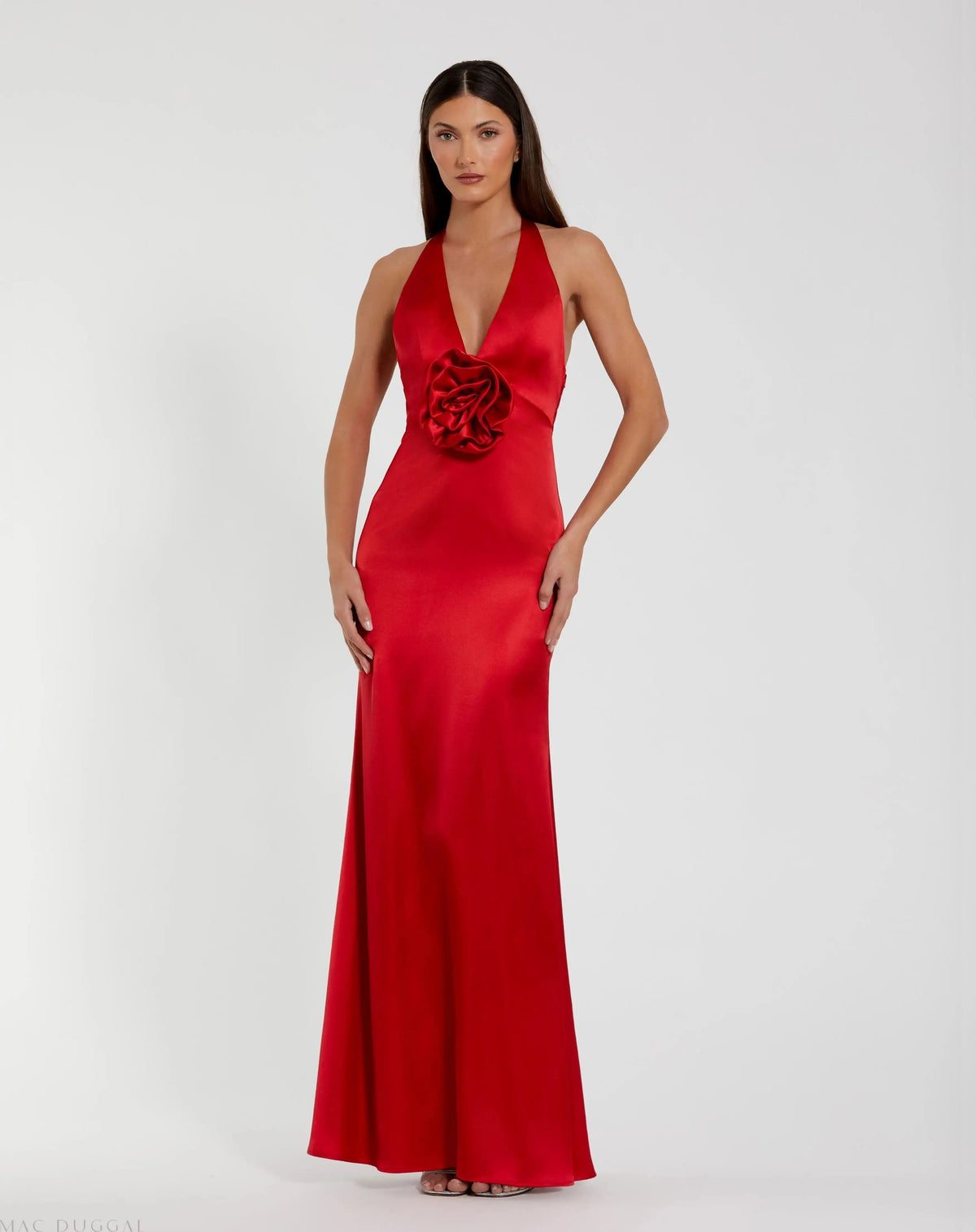 Women's Red Dress Satin Halter