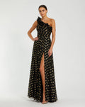 Women's Black Dress One Shoulder - Black Ruched Ruffle