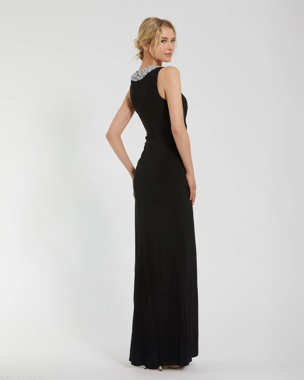 Women's Black Dress Sleeveless - Black Ruched