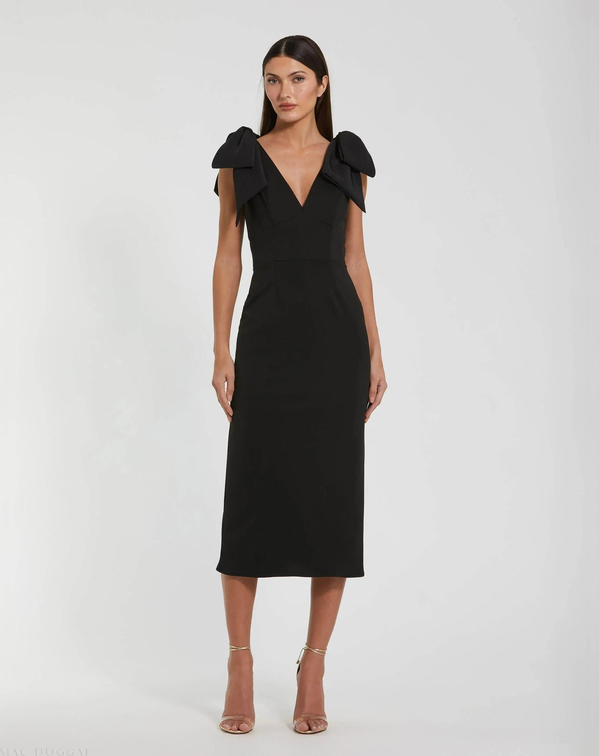Women's Black Midi Dress - 49954