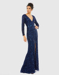 Women's Navy Dress - Red Sequin Mesh