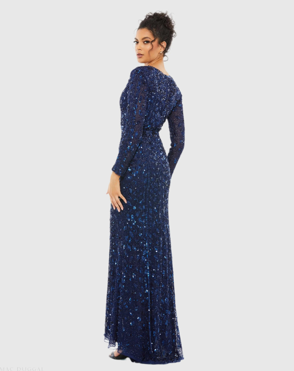 Women's Navy Dress - Red Sequin Mesh