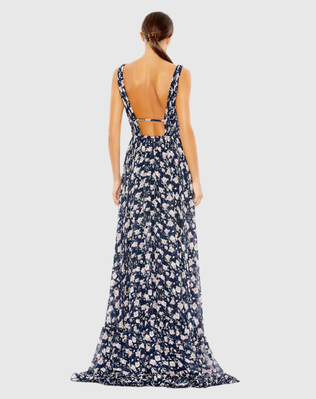 Women's Navy Dress Floral Sleeveless - Navy Ruffle Chiffon