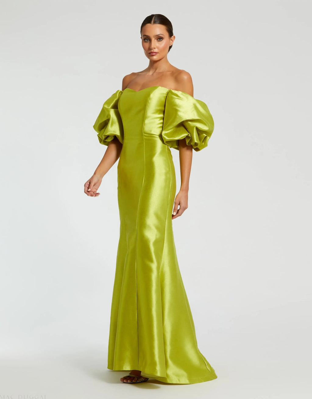 Women's Green Dress - Black Satin