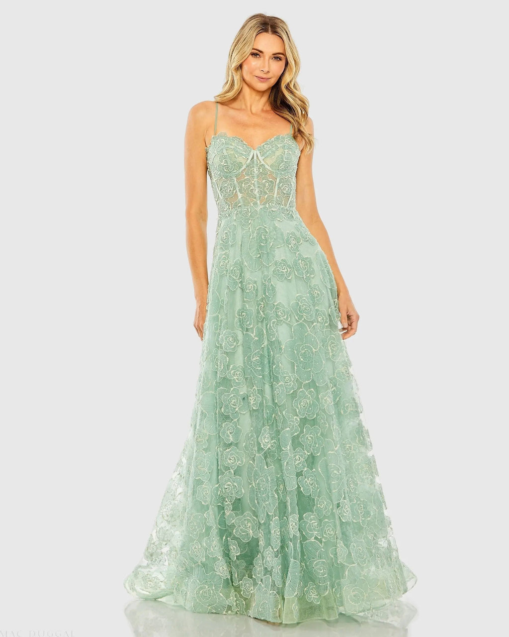 Women's Green Dress - Black Lace Floral