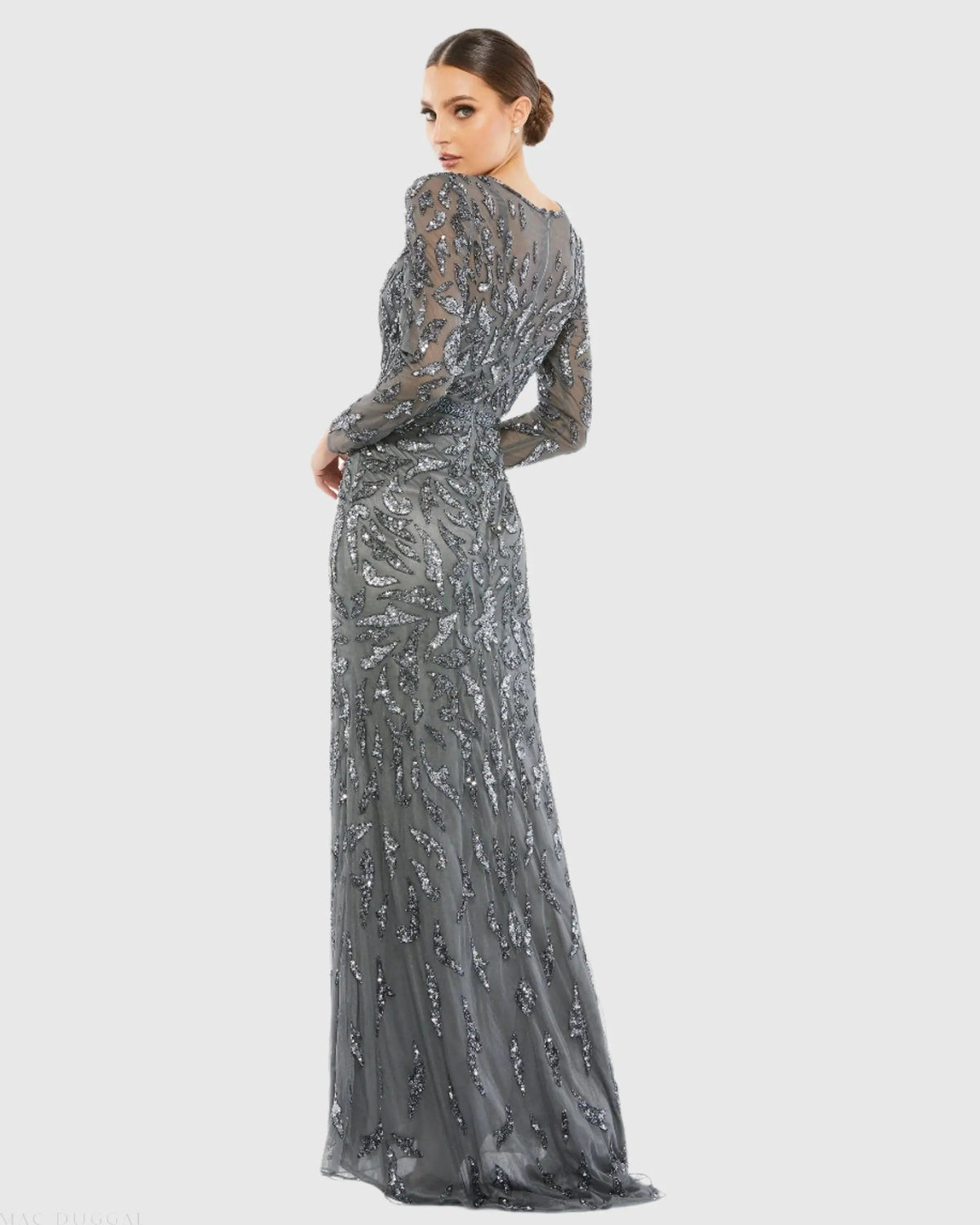 Women's Gray Evening Dress for Evening & Special Occasions - Black Sequin