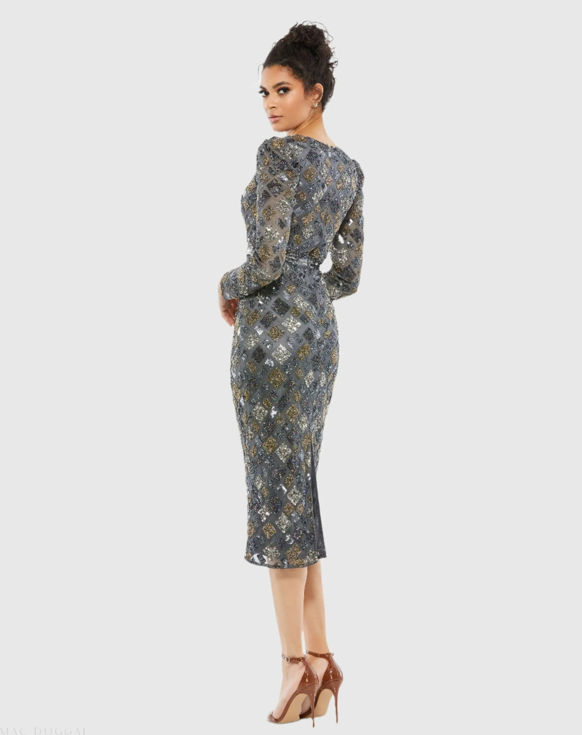 Women's Gray Midi Dress Sequin