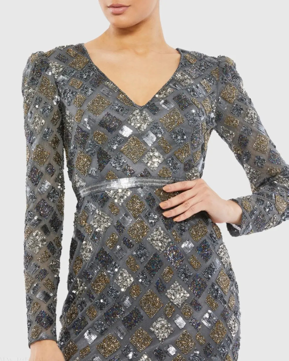 Women's Gray Midi Dress Sequin