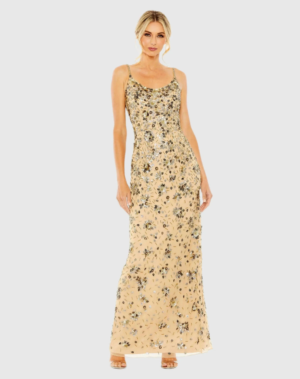 Women's Beige Evening Dress Floral for Evening & Special Occasions