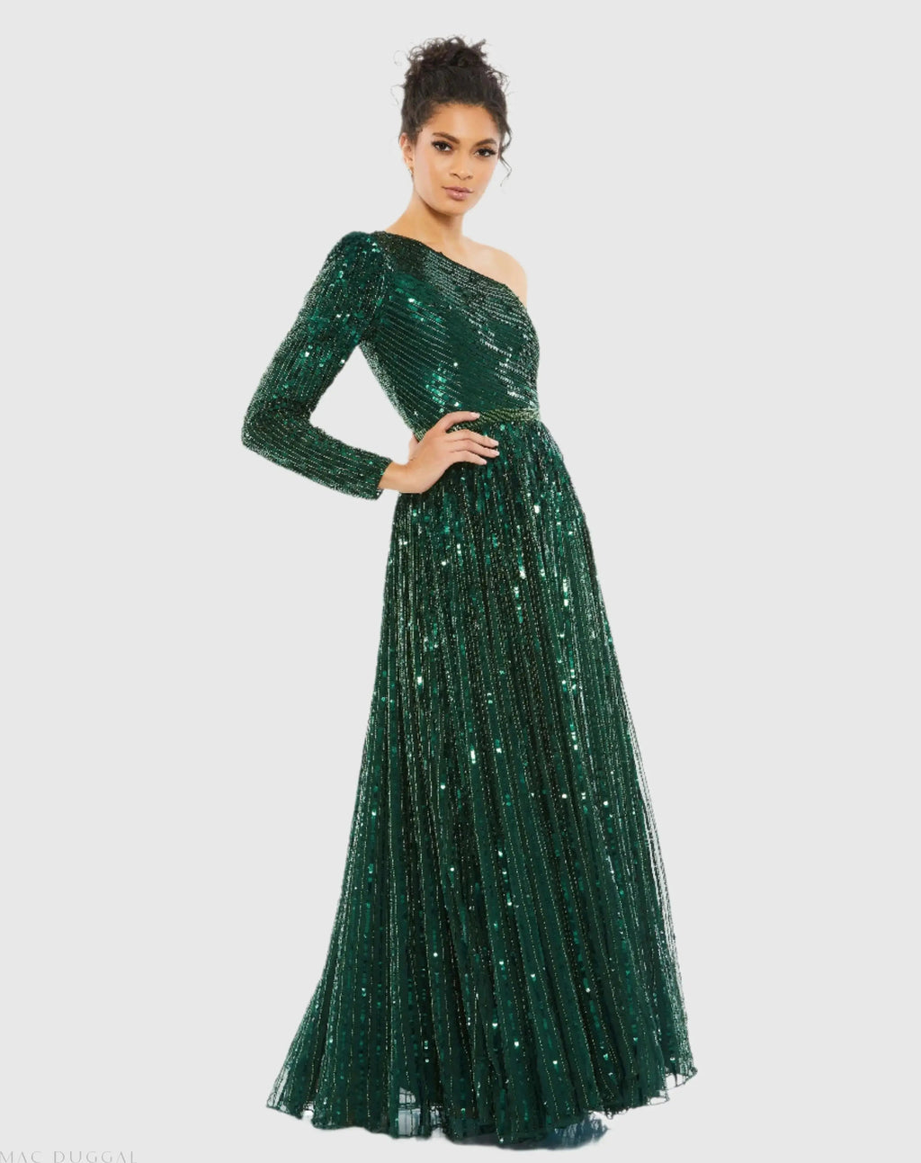 Women's Green Dress Sequin One Shoulder