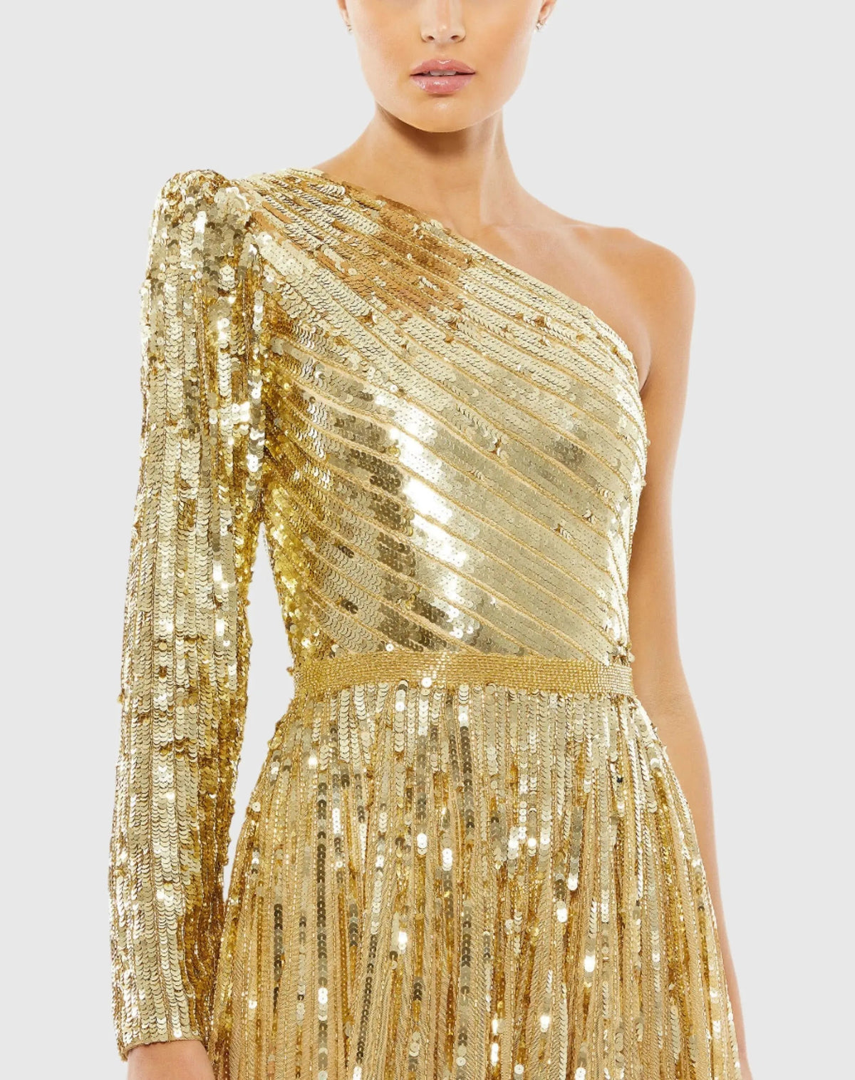 Women's Gold Dress Sequin One Shoulder - Gold One-Shoulder