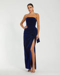 Women's Blue Dress Strapless Velvet
