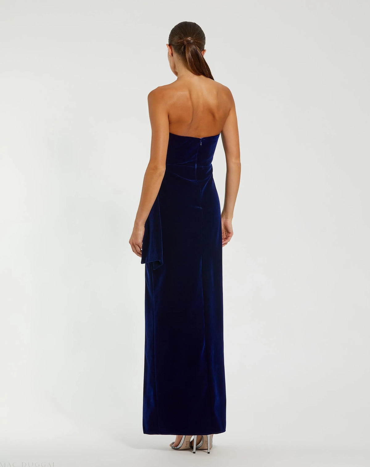 Women's Blue Dress Strapless Velvet