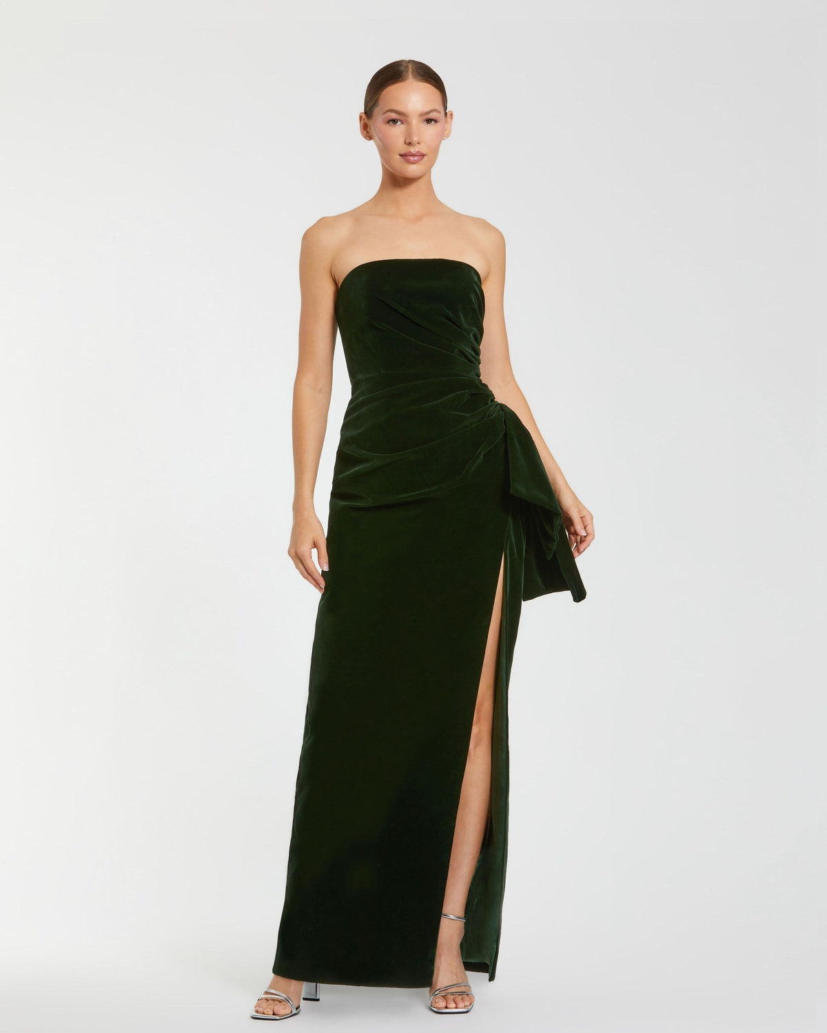 Women's Green Dress Strapless Velvet