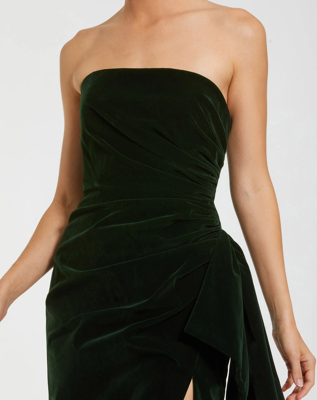 Women's Green Dress Strapless Velvet