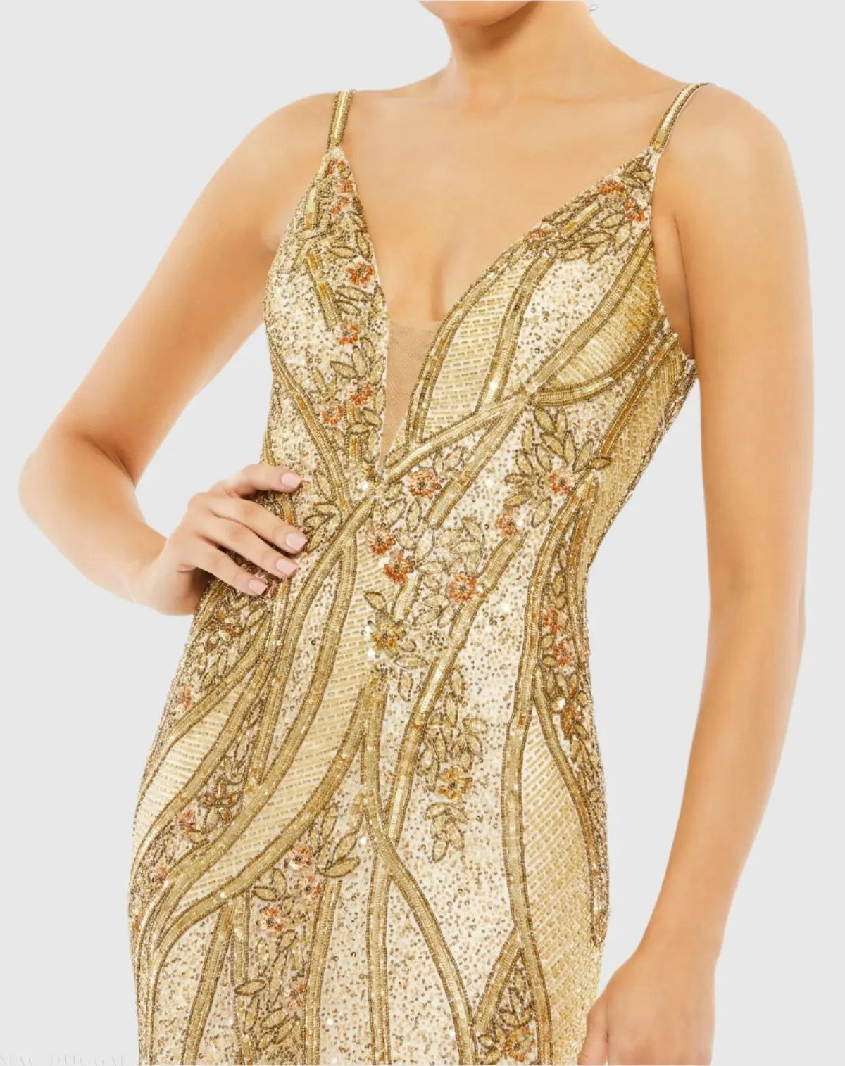 Women's Gold Dress Sleeveless - Black Sequin Floral