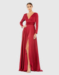 Women's Red Dress Ruched - Red Satin