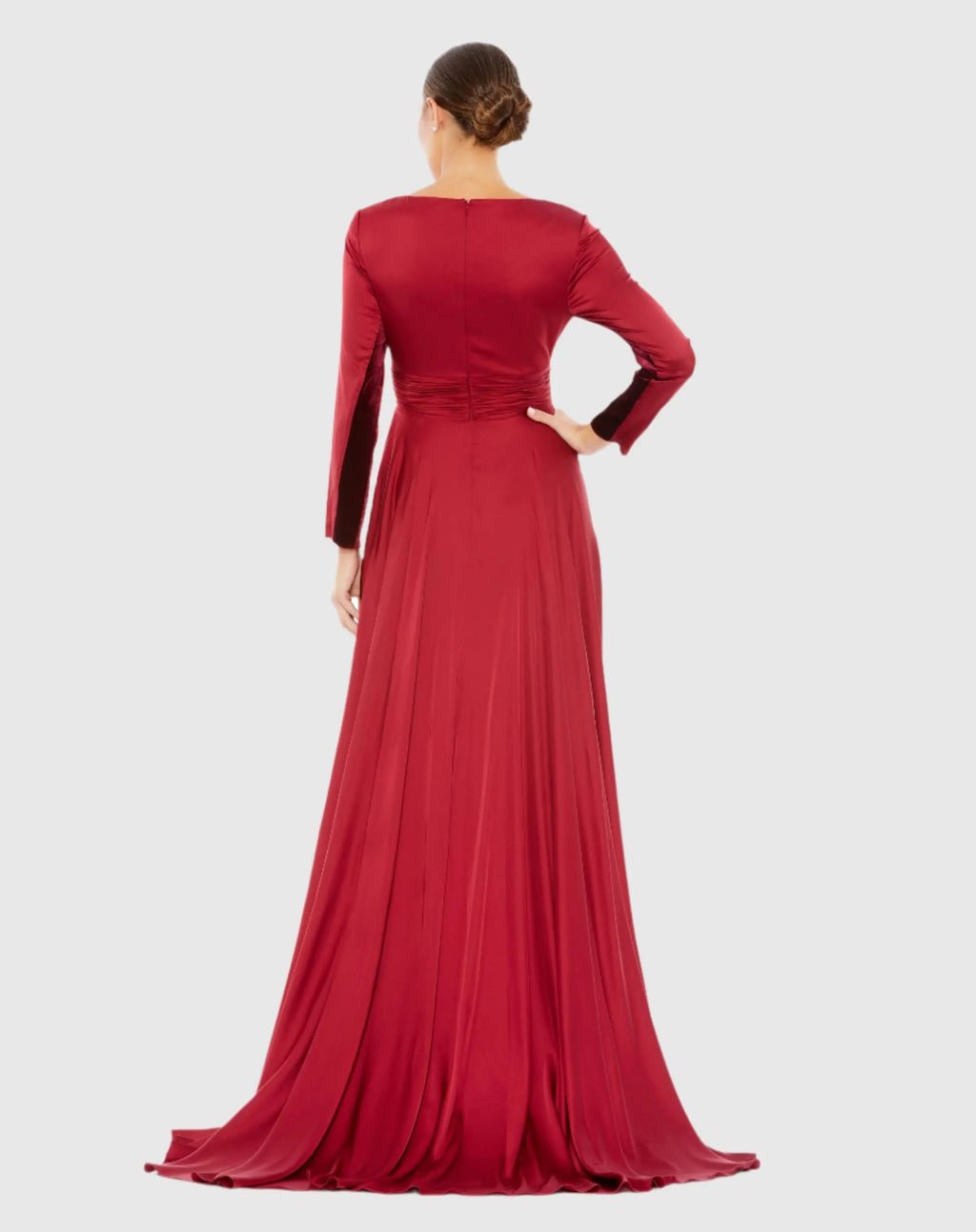 Women's Red Dress Ruched - Red Satin