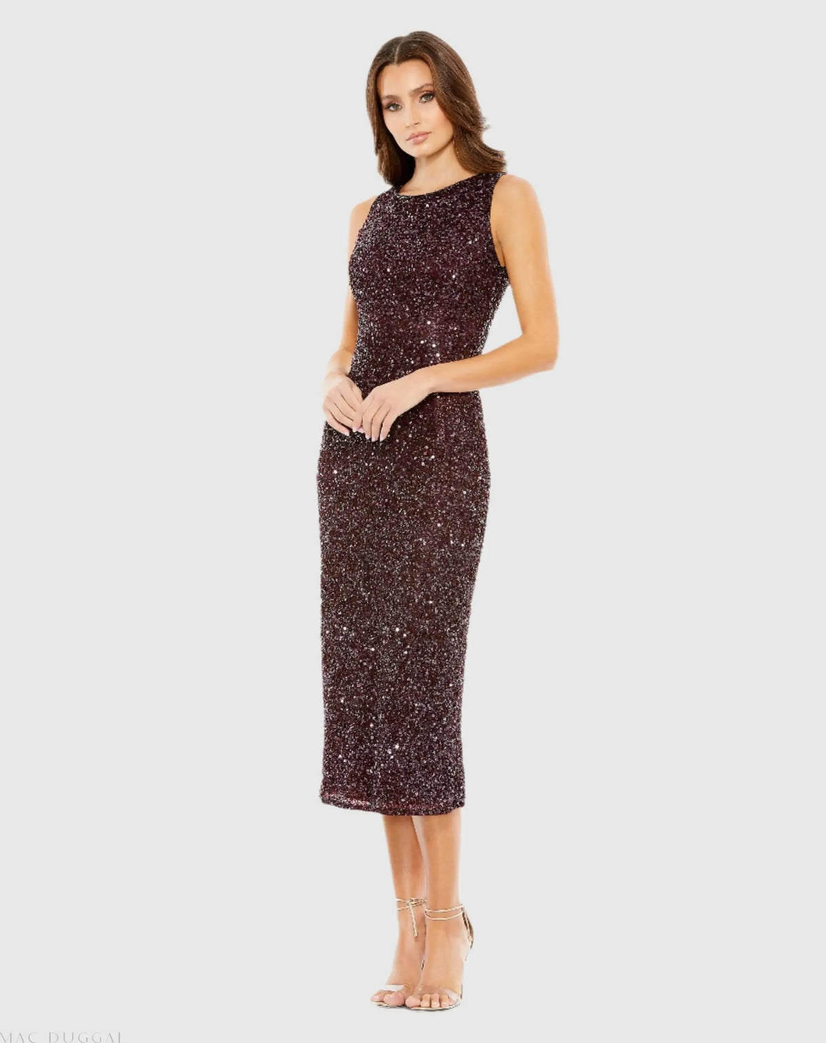 Women's Midi Dress Sequin Sleeveless - Mesh