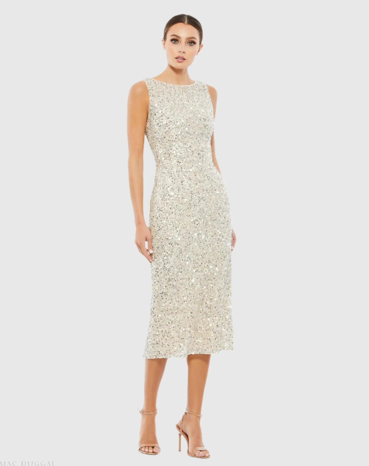 Women's Midi Dress Sequin Sleeveless - Mesh