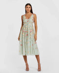 Women's Midi Dress Floral Sleeveless - Sequin Mesh