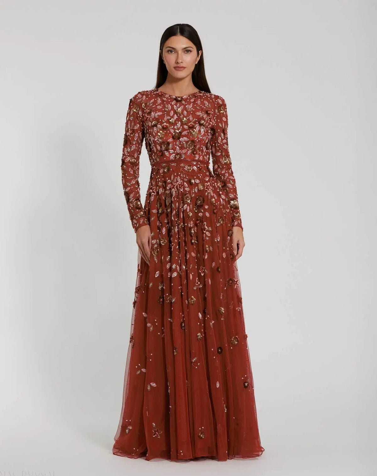 Women's Red Dress - Black Sequin Floral
