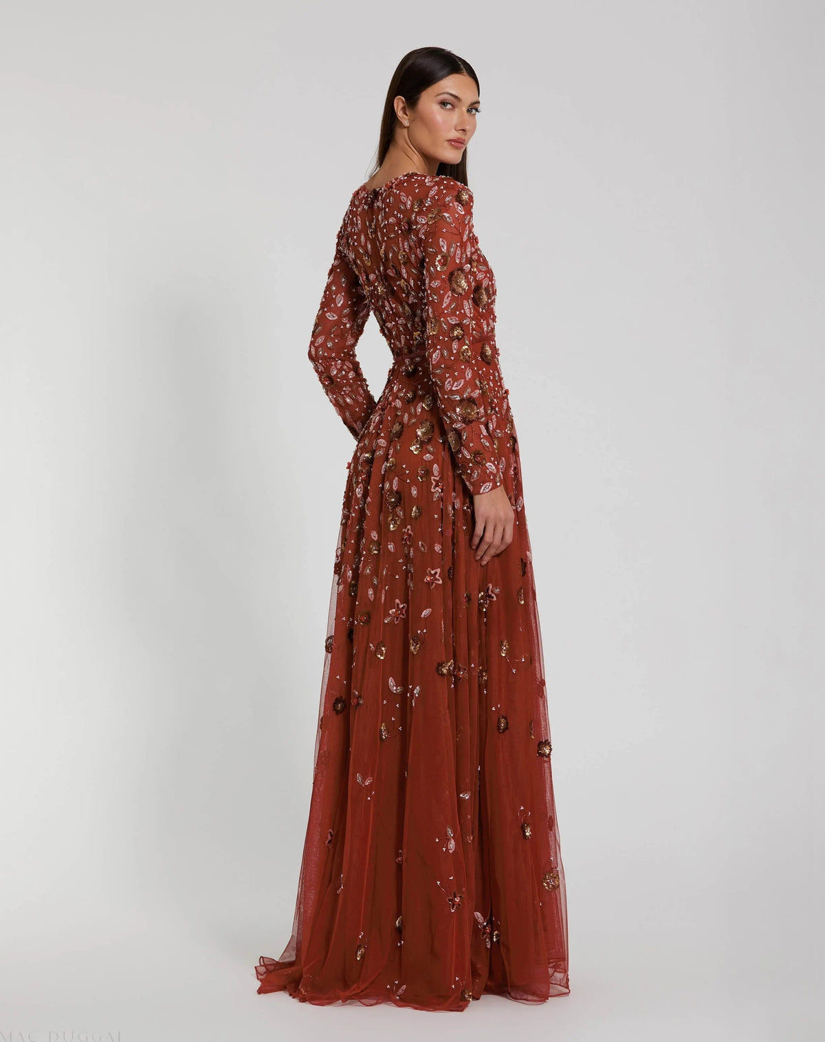 Women's Red Dress - Black Sequin Floral
