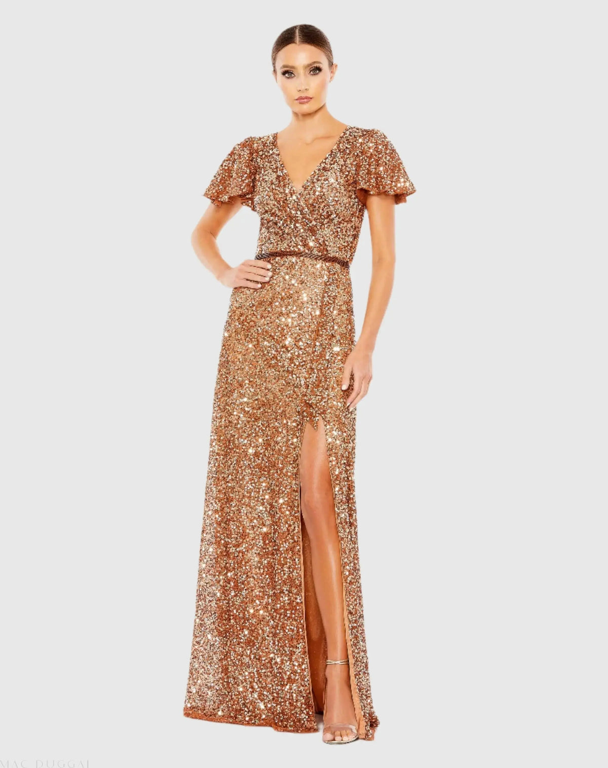 Women's Dress Sequin - Draped Gown