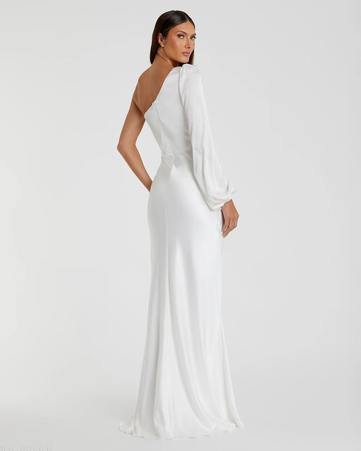Women's White Dress One Shoulder - Black Satin One-Shoulder
