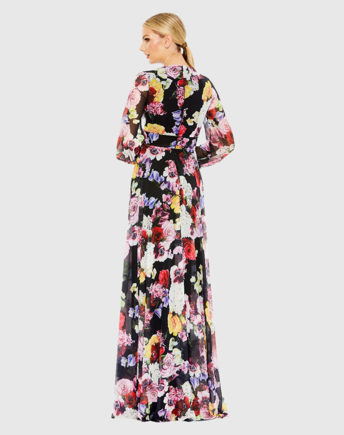Women's Black Dress Floral - Black Chiffon