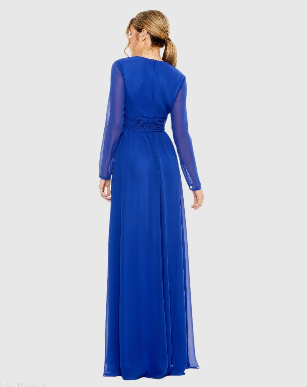 Women's Blue Dress - Blue Pleated Chiffon