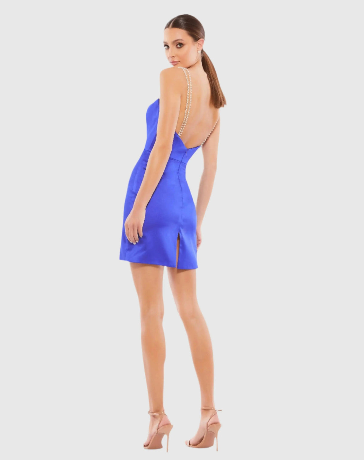 Women's Blue Mini Dress Satin