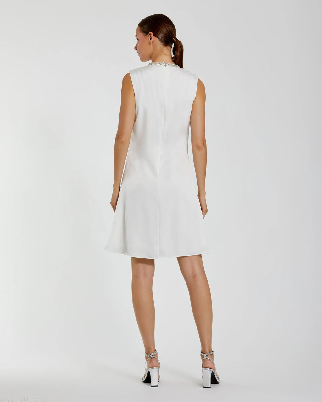 Women's White Mini Dress - White Satin