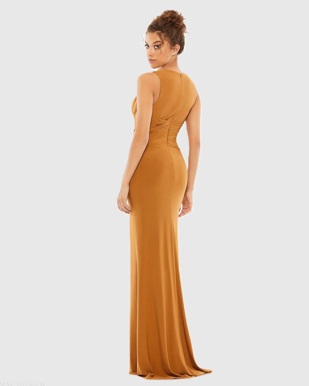 Women's Brown Dress - Red Pleated